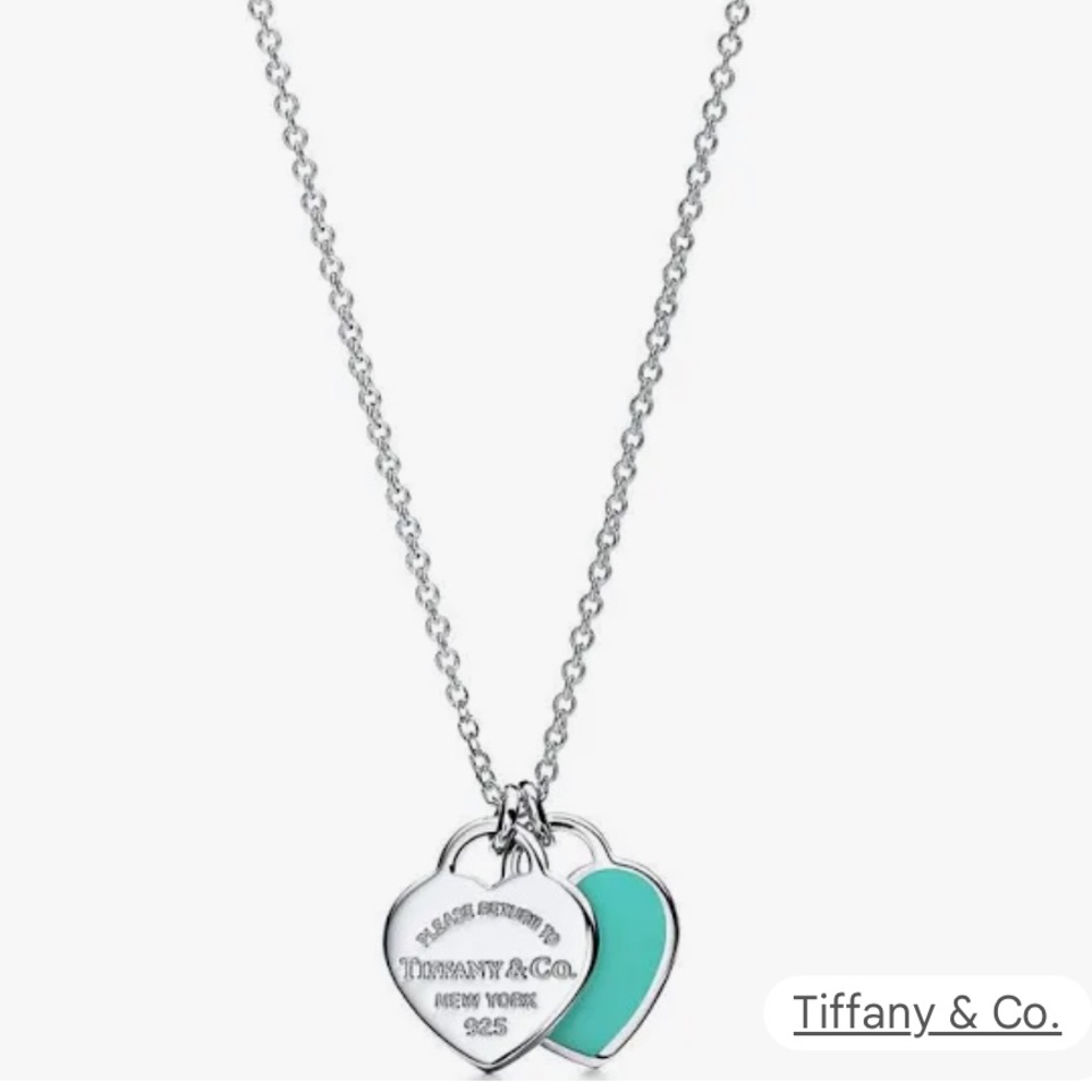 Tiffany & Co. Blue Double Heart Tag Pendant